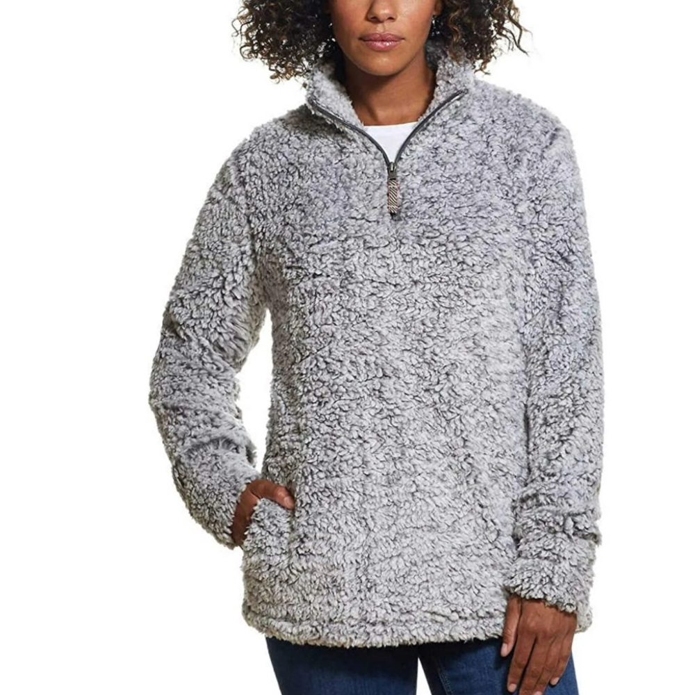 Weatherproof Vintage Teddy Sherpa Pullover Sweater with pockets size large